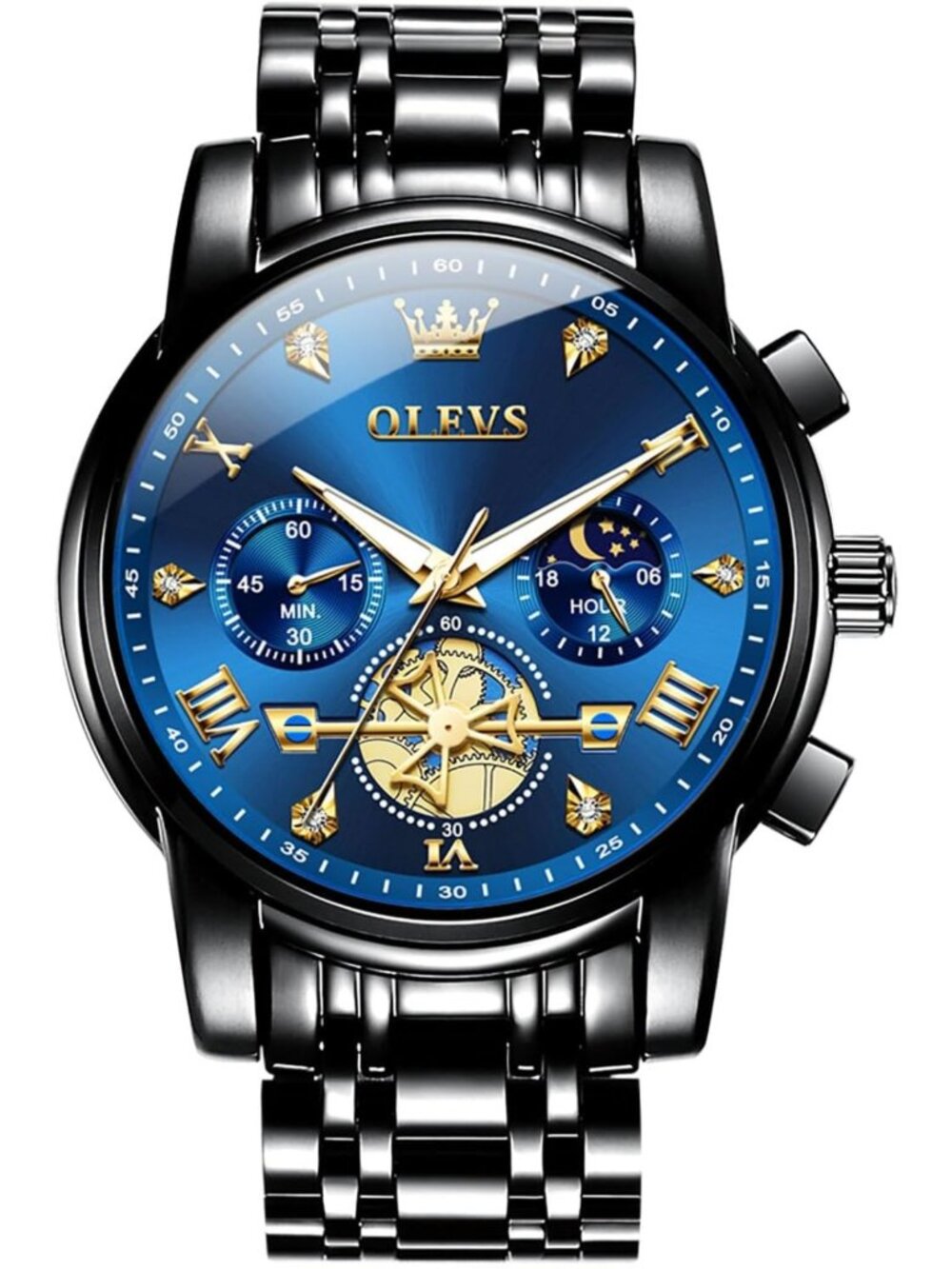Stylish Men's Stainless Steel Chronograph Watch - Waterproof Analog Dress